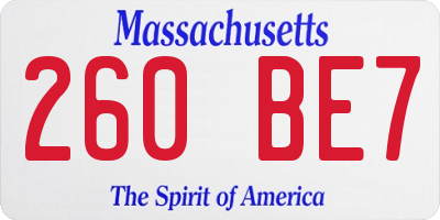MA license plate 260BE7