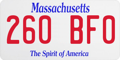MA license plate 260BF0