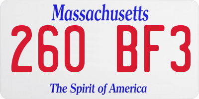 MA license plate 260BF3