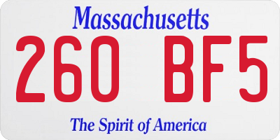 MA license plate 260BF5