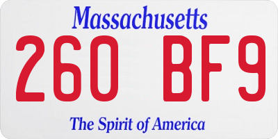 MA license plate 260BF9