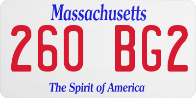 MA license plate 260BG2