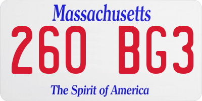 MA license plate 260BG3