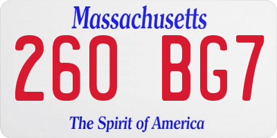 MA license plate 260BG7