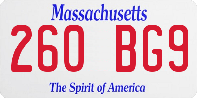 MA license plate 260BG9