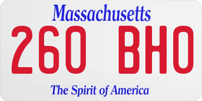 MA license plate 260BH0