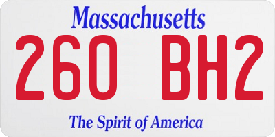 MA license plate 260BH2