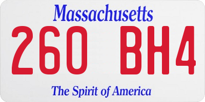 MA license plate 260BH4