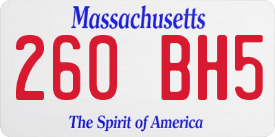 MA license plate 260BH5