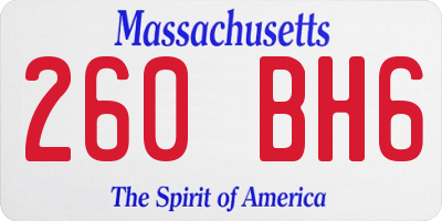 MA license plate 260BH6