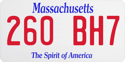 MA license plate 260BH7