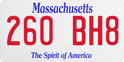 MA license plate 260BH8