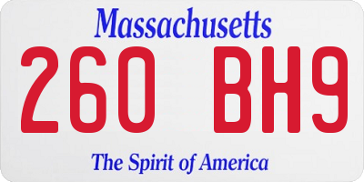 MA license plate 260BH9