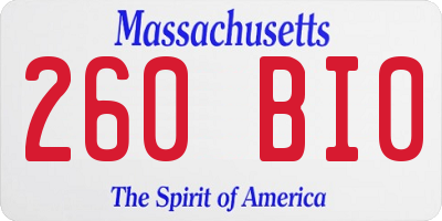 MA license plate 260BI0