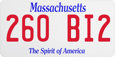 MA license plate 260BI2