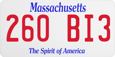 MA license plate 260BI3