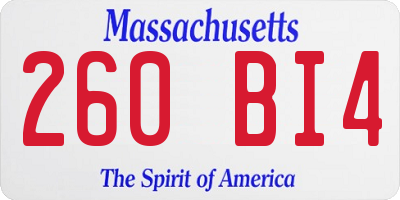 MA license plate 260BI4