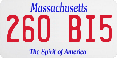 MA license plate 260BI5