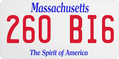MA license plate 260BI6