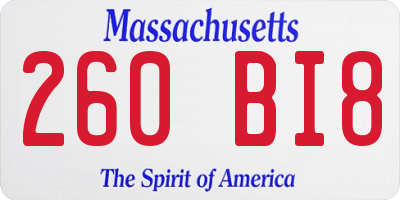 MA license plate 260BI8