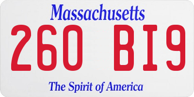MA license plate 260BI9