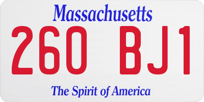 MA license plate 260BJ1