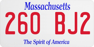 MA license plate 260BJ2