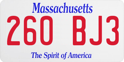 MA license plate 260BJ3