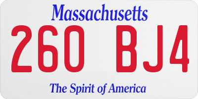 MA license plate 260BJ4
