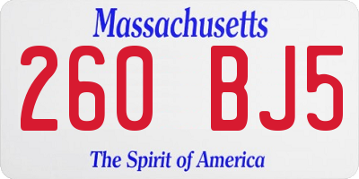MA license plate 260BJ5