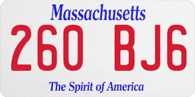 MA license plate 260BJ6