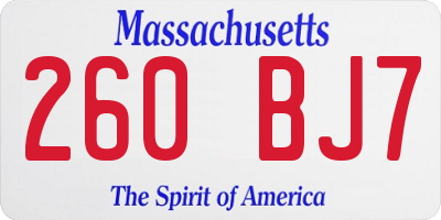 MA license plate 260BJ7
