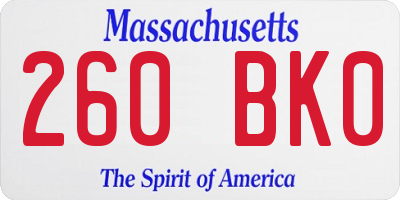 MA license plate 260BK0