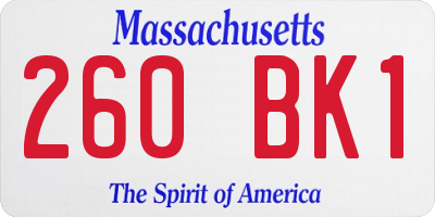 MA license plate 260BK1