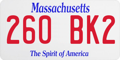 MA license plate 260BK2