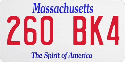 MA license plate 260BK4