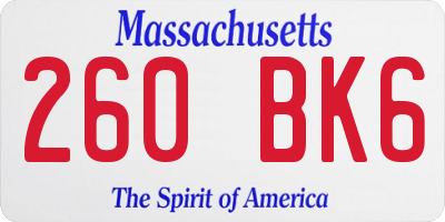 MA license plate 260BK6