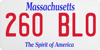 MA license plate 260BL0