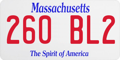 MA license plate 260BL2