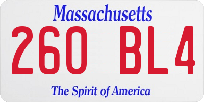 MA license plate 260BL4
