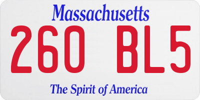 MA license plate 260BL5