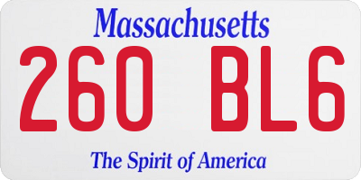 MA license plate 260BL6