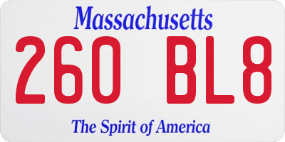 MA license plate 260BL8