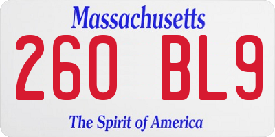 MA license plate 260BL9
