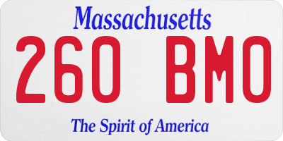 MA license plate 260BM0