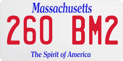 MA license plate 260BM2