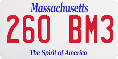 MA license plate 260BM3
