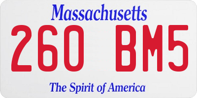 MA license plate 260BM5