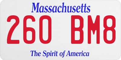 MA license plate 260BM8
