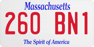 MA license plate 260BN1